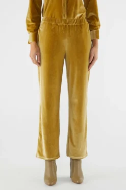 Velvet Stretch Pants - Gold
