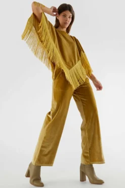 Velvet Stretch Pants - Gold