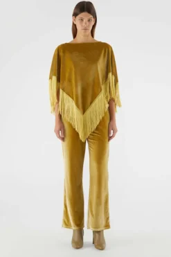 Velvet Stretch Pants - Gold