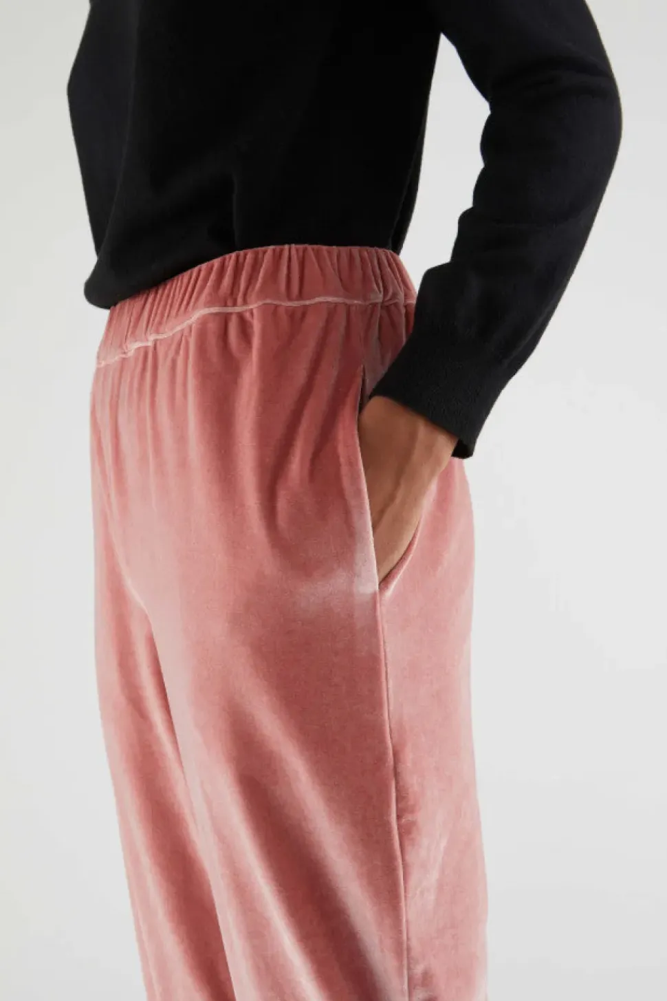 Velvet Stretch Pants - Pink