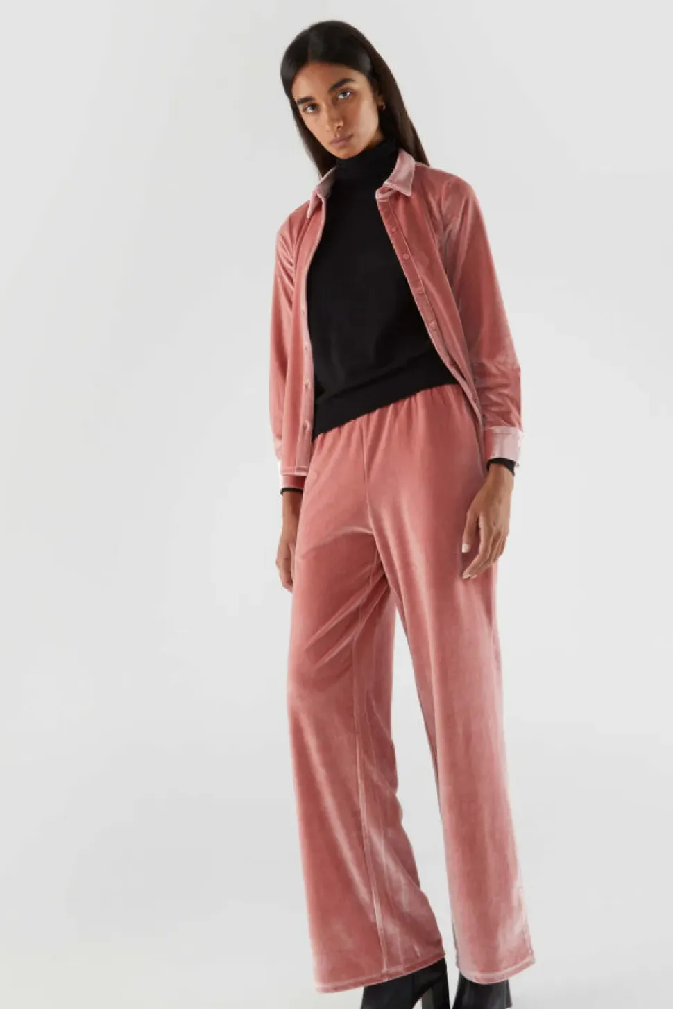 Velvet Stretch Pants - Pink