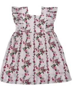 Vertical Roses Girls Ruffle Dress
