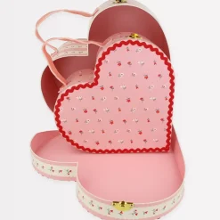Vintage Rose Heart Suitcases (x 2)