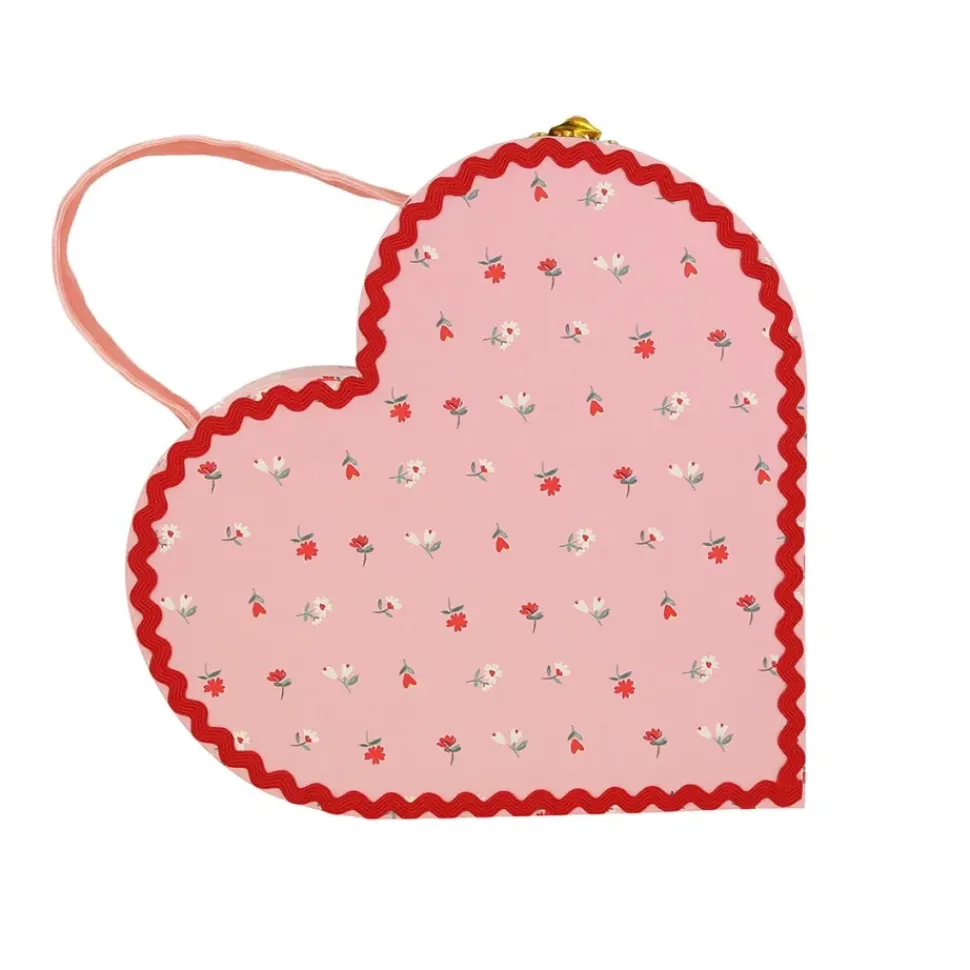 Vintage Rose Heart Suitcases (x 2)