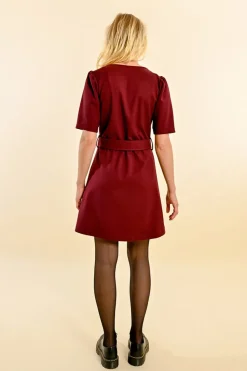 V-Neck Belted Dress