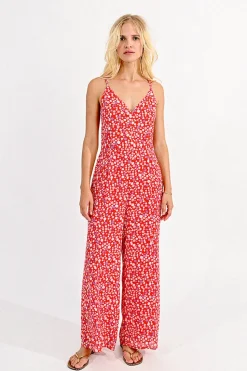 V-Neck Jumpsuit - Red Charlotte
