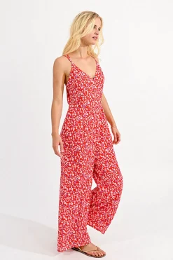 V-Neck Jumpsuit - Red Charlotte