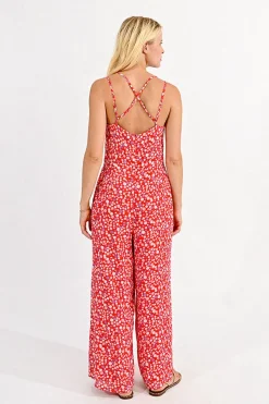 V-Neck Jumpsuit - Red Charlotte