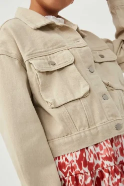 Washed Cargo Stitch Colored Denim Jacket