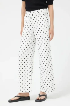 White Polka Dot Straight Jeans