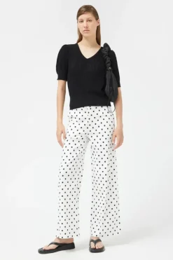 White Polka Dot Straight Jeans