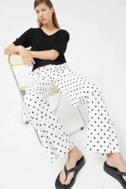 White Polka Dot Straight Jeans