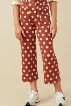 Wide Leg Polka Dot Patch Pocket Knit Pants