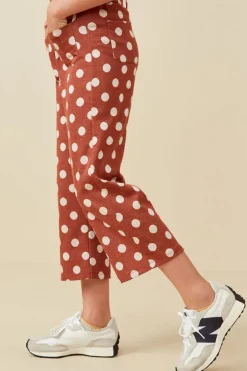 Wide Leg Polka Dot Patch Pocket Knit Pants