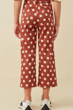 Wide Leg Polka Dot Patch Pocket Knit Pants