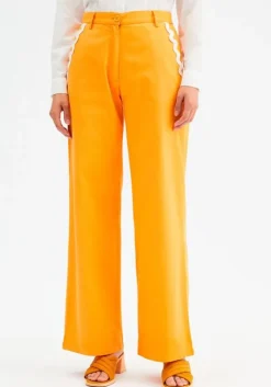 Wide-Leg Trousers Zig-Zag Detailing (Orange)