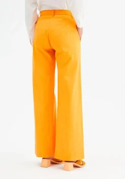 Wide-Leg Trousers Zig-Zag Detailing (Orange)