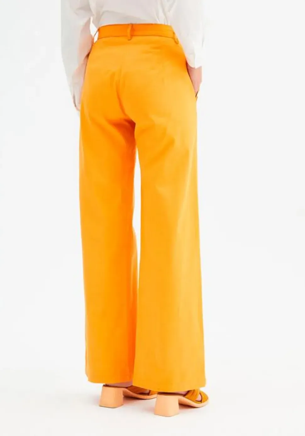 Wide-Leg Trousers Zig-Zag Detailing (Orange)