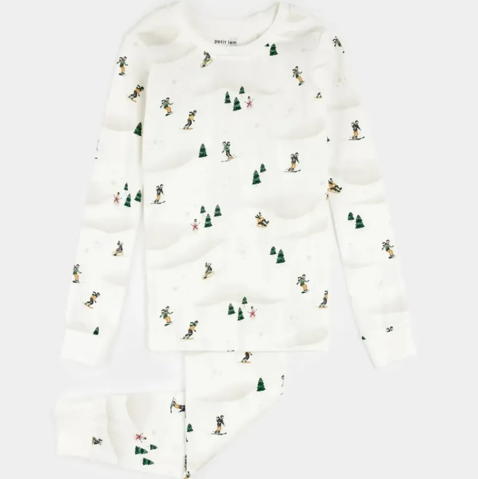Winter Fun Print PJ Set - Off White