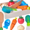 Wooden Pretend Cutting Play Food Set for Kids - 12 pcs