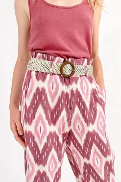 Woven Belt with Round Buckle - Offwhite